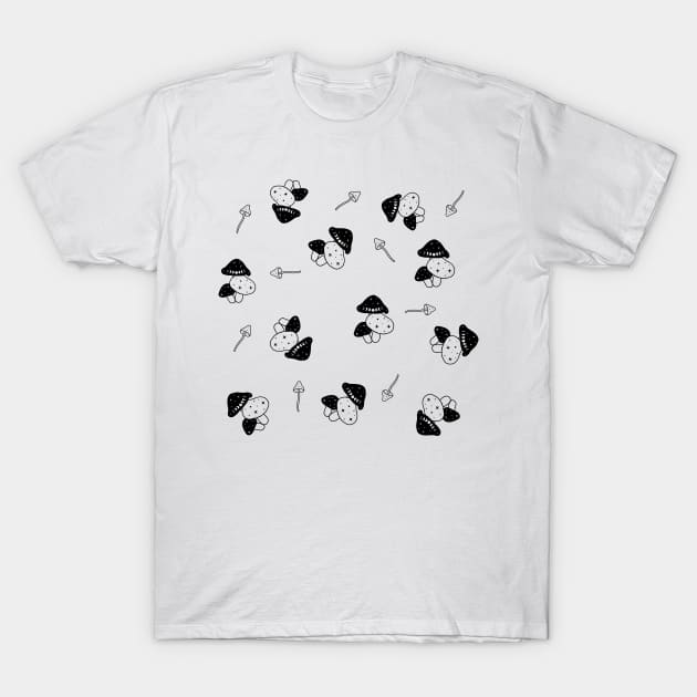 Magical Mushrooms with Lunar Phases T-Shirt by WiccanGathering